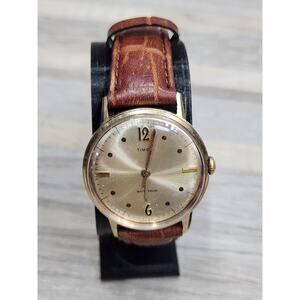 Vintage Mens 1967 Timex Marlin Dot Dash Manual Gold Plated Watch